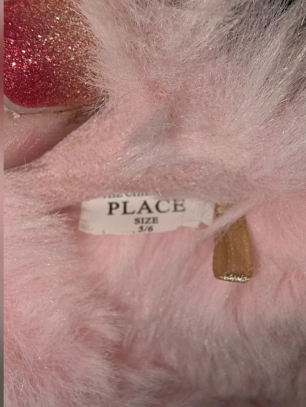 The Children's Place Flip Sequin Faux Fur Slippers Pink Multi Big Girl Sz 5/6